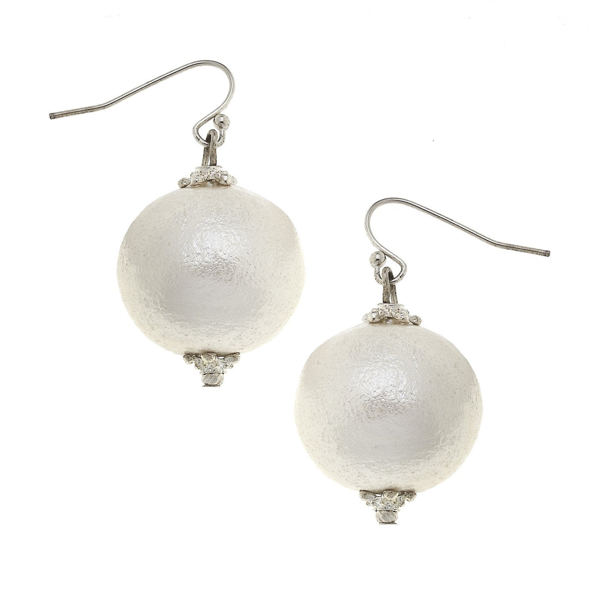 Buy White Japanese Cotton Ball Pearl Studded Crystal Swirl Drop Earrings by  Isharya Online at Aza Fashions.